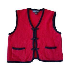 Herman Geist 100% wool red vintage vest size M